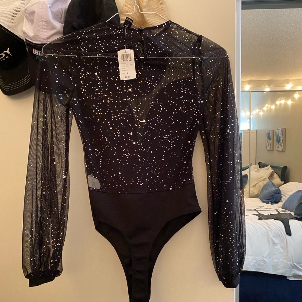 Sheer black bodysuit